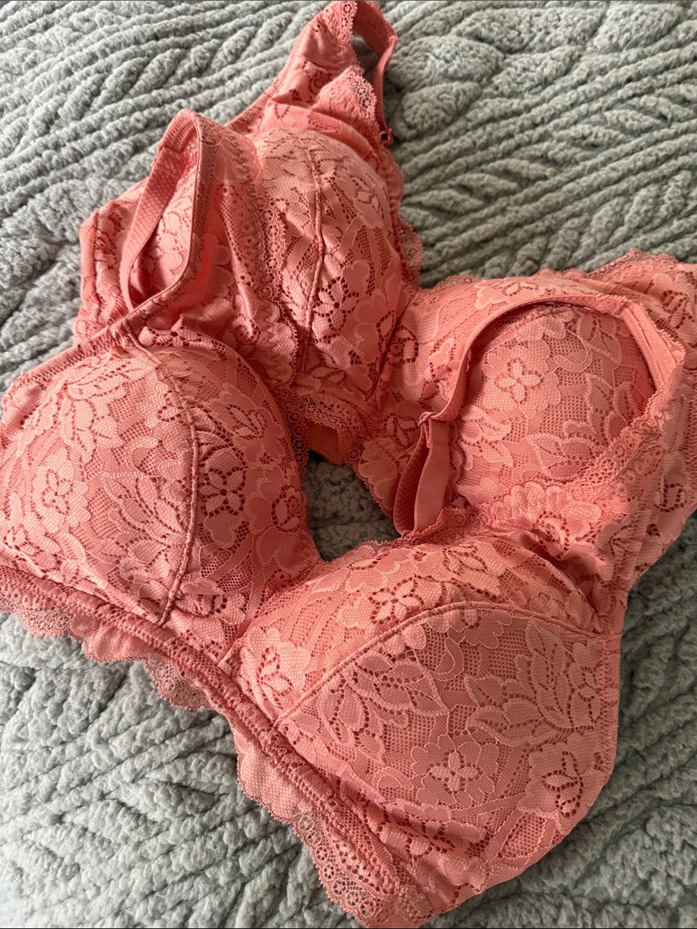 Lace Bra’s - Coral Pink, no underwire!